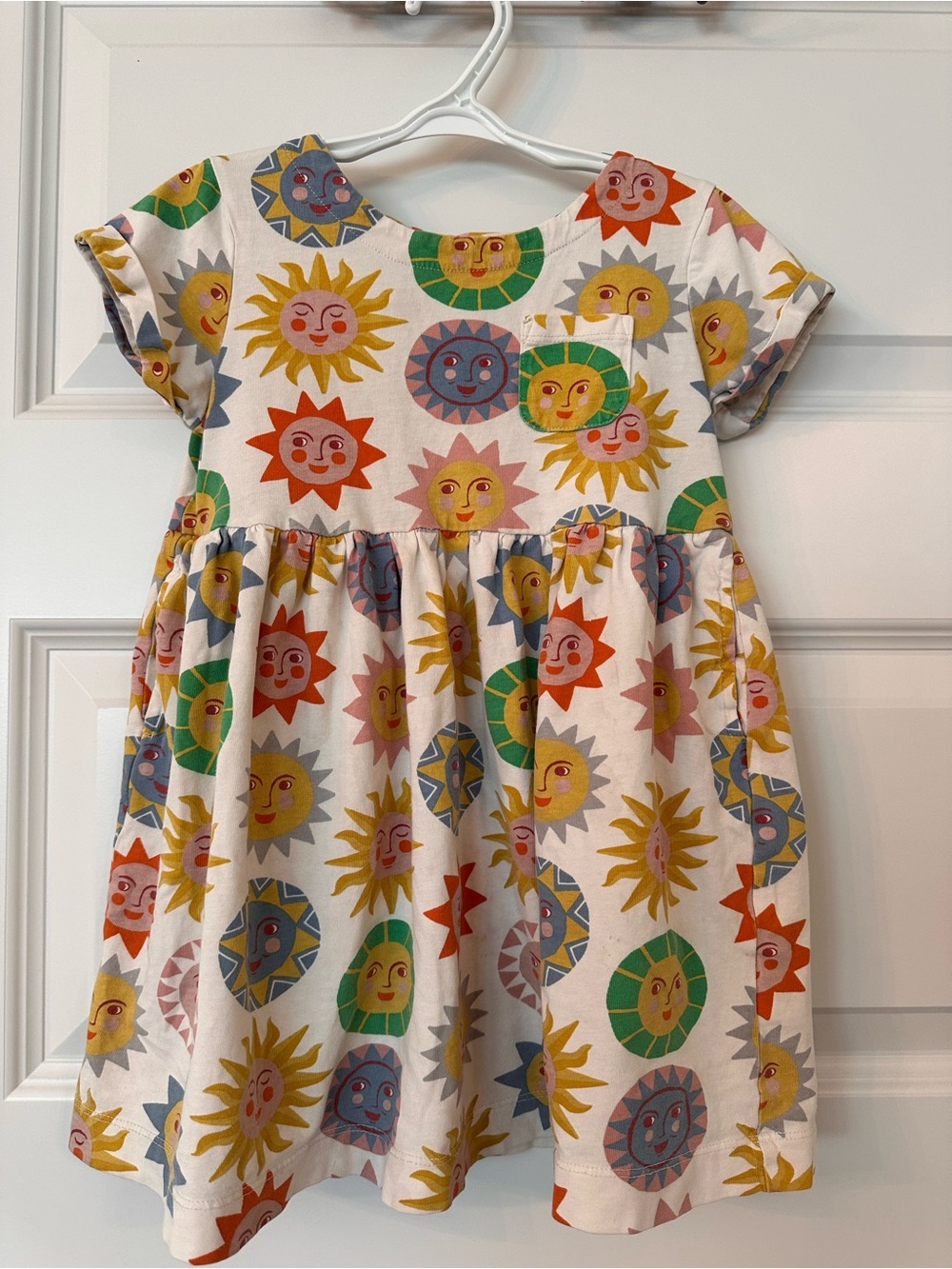 Mini Boden Cotton Dress with Multicolor Sun Faces